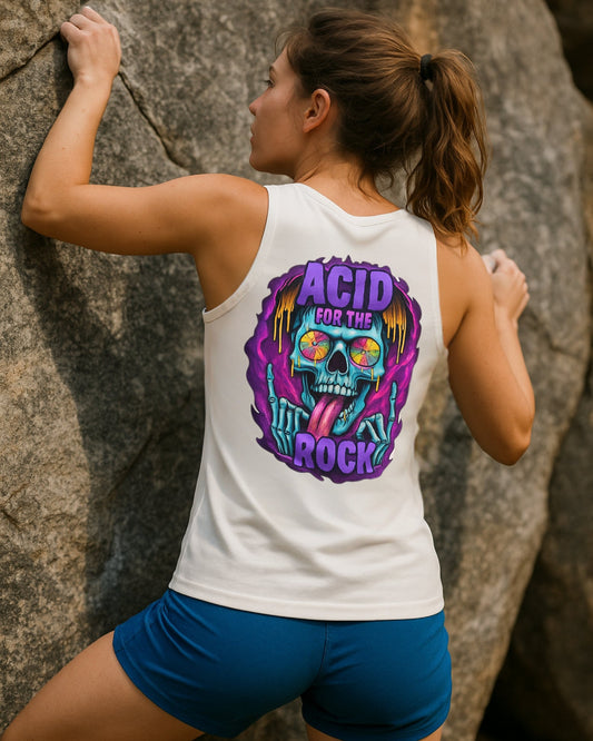 Camiseta de mujer blanca de tirantes diseño Acid