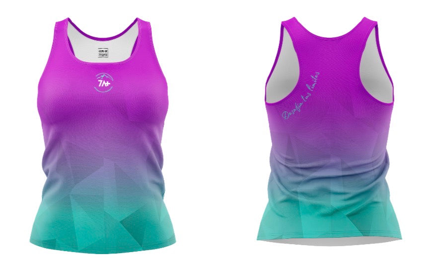 camiseta técnica de correr morada y turquesa fénix 