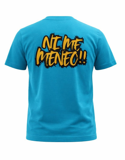 Camiseta boulder azul con texto ni me meneo