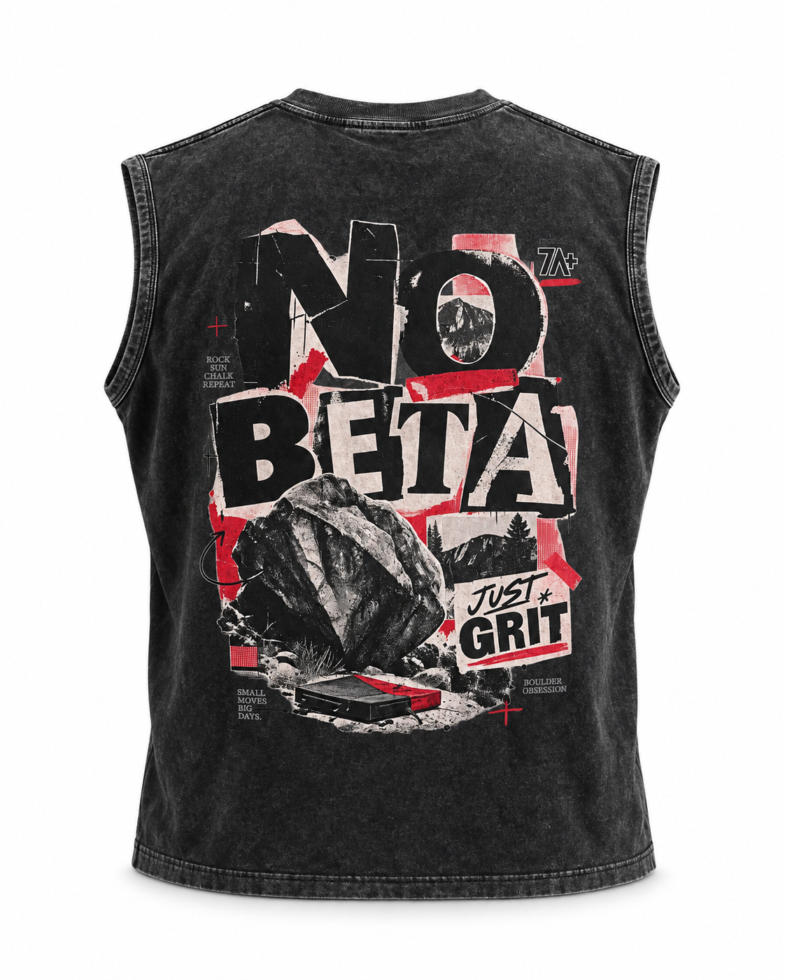 Camiseta de boulder sin mangas NO BETA color Negro.