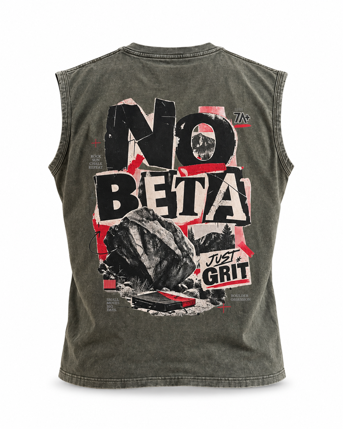 Camiseta de boulder sin mangas NO BETA color Olivo, Verde militar.