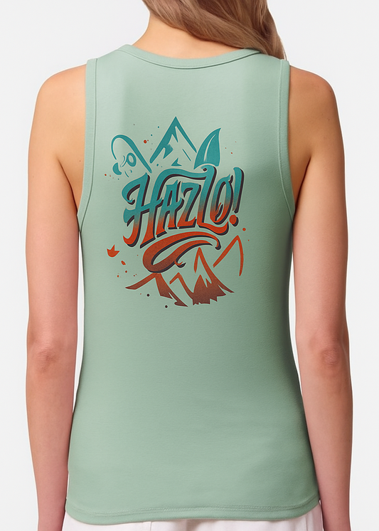 Camiseta Hazlo, color Aloe, parte trasera.