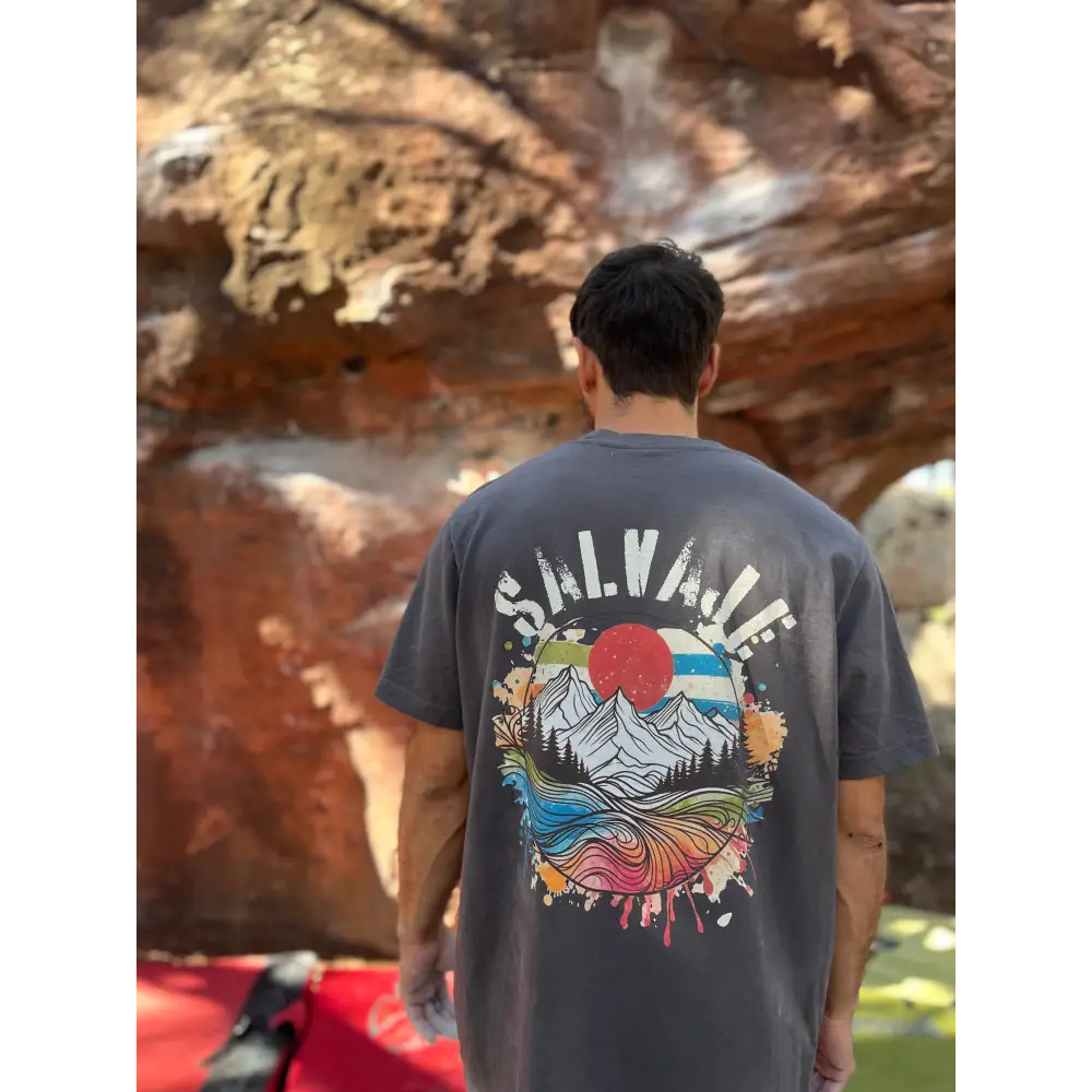 Camiseta Escalada SALVAJE 7A + Boulder y Vía. - 2XS / Gris